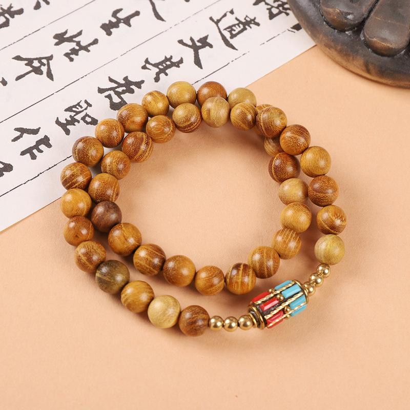 Sandalwood Bodhi Seed Double-Strand Bracelet - Tibetan Retro Ethnic Style for Men and Women