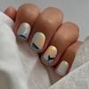 Short Round False Nails Black Snake Skin Nail Tips Fashion Fake Nails  for DIY