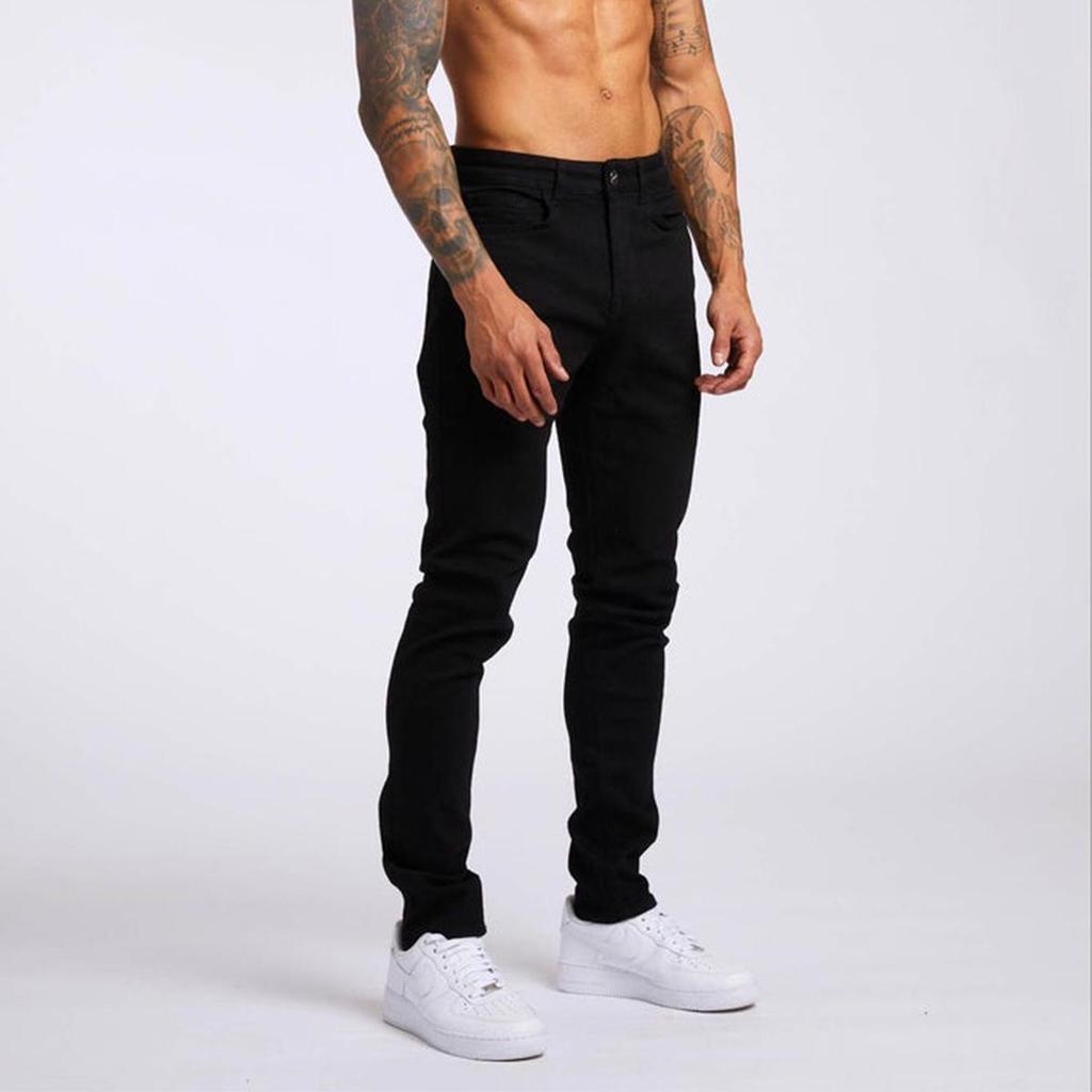 Slim Fit Black High-Waist Men's Denim Trousers