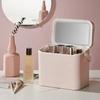 New Lid Mirror Cosmetic Storage Box Handle Dust Proof Makeup Organizer Box Multiple Uses Large Capacity Cosmetics Storage Rack