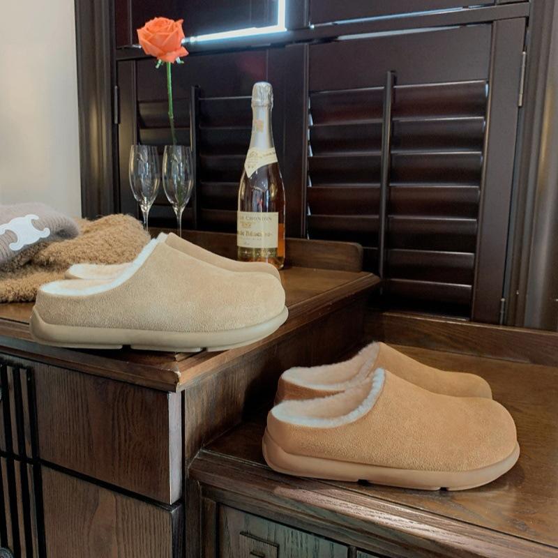 Wool small potatoes~ 2025 autumn and winter new lazy bag head height increase Boken fluffy slippers women's loafers cotton shoes