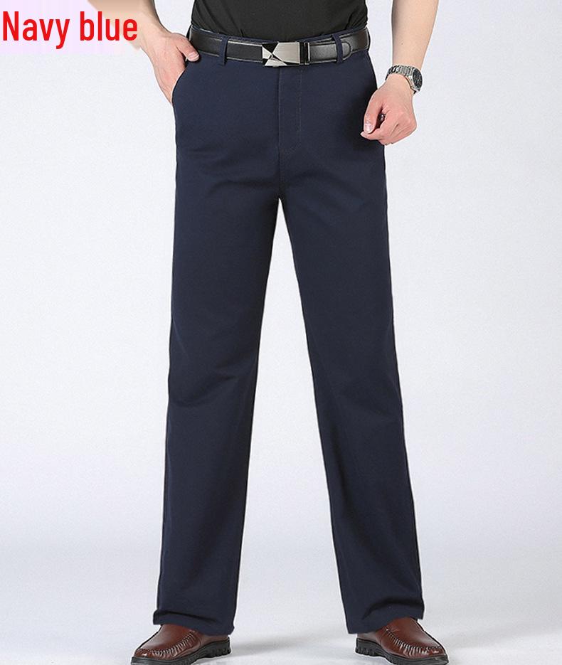 Pantalones de Algodón Rectos Sueltos de Cintura Alta para Hombre de Verano para Personas de Mediana Edad y Mayores