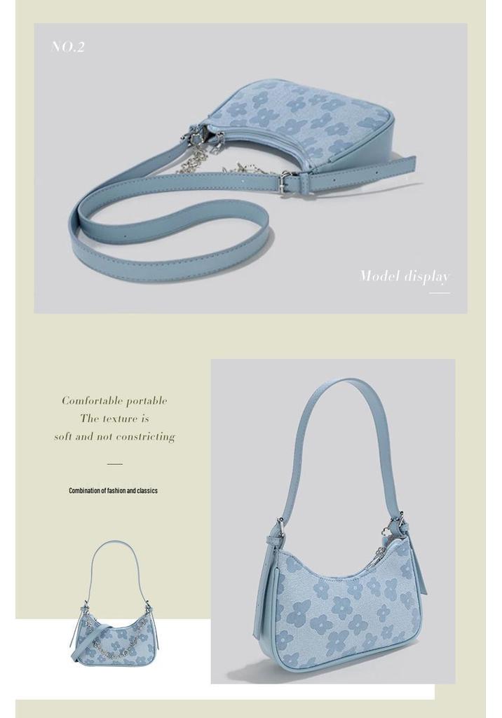 2026 Spring/Summer Trendy Canvas Print Handbag: Sweet Versatile Shoulder, Underarm, and Chain Crossbody Bag.