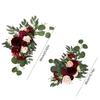 Wedding Arch Faux Flower Swag Set of 2 - Artificial Silk Rose Floral Garland with Eucalyptus Greenery for Ceremony Arch Welcome Sign Backdrop