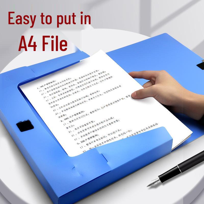 A4 Blue Plastic Folding Document Storage Box with Integrated Archive