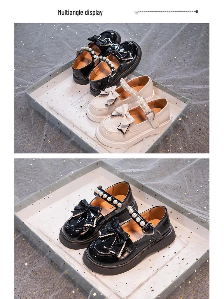 Girls' Black Patent Leather Princess Shoes - Spring/Summer 2025 British Style Performance Footwear