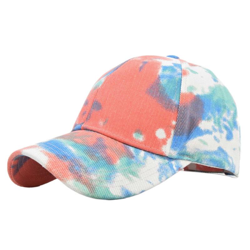 Tie-dyed Sun Hat Breathable Mesh Cotton Casual Mesh Caps Ponytail Messy Bun Caps Unisex Adjustable Baseball Cap For Beach Music