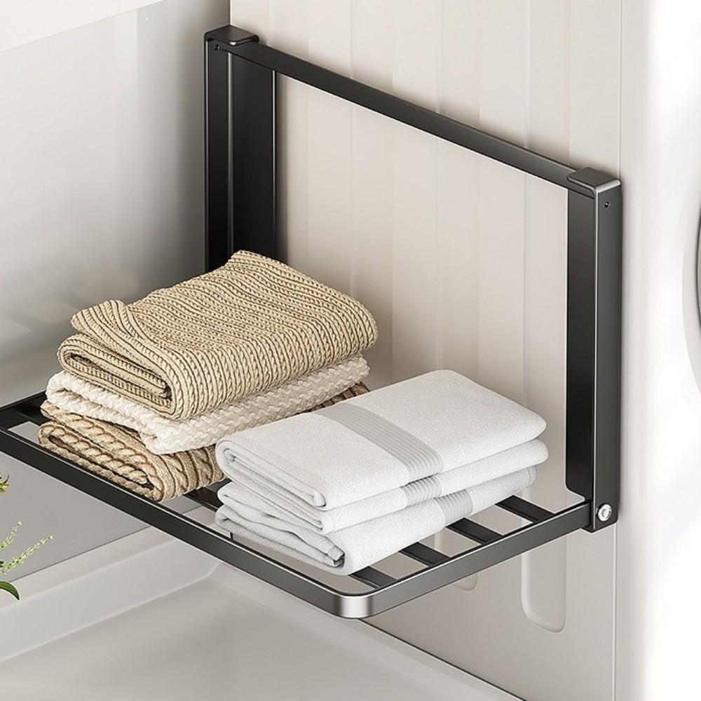 No Punching Magnetic Folding Storage Rack Metal Clothes Rack  Washing Machine Side