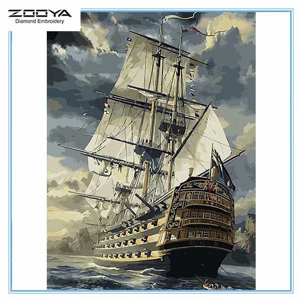 

ZOOYA DIY 3D Алмазная вышивка Крестиком Главная Декор Парусная лодка