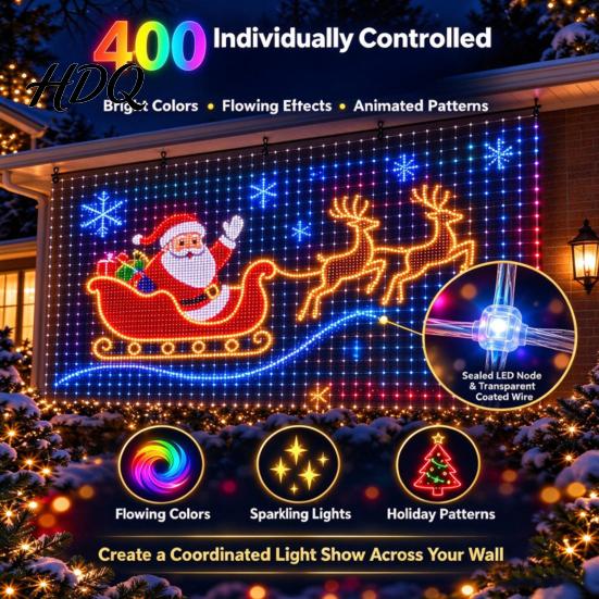 Decorative Garden Lamps Smart LED Curtain Lights RGB DIY Fairy Lights for Bedroom Wall Window Indoor Outdoor Decor IP65 Waterproof USB Powered Color