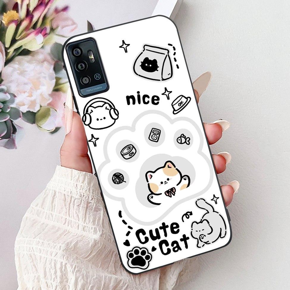Für ZTE Blade A51 Hülle Für ZTE Blade A71 Case A7030 Luxus Schmetterling Liebe Süße Katze Cool Hübsch Löwe Bemalt Schwarzes Silikon
