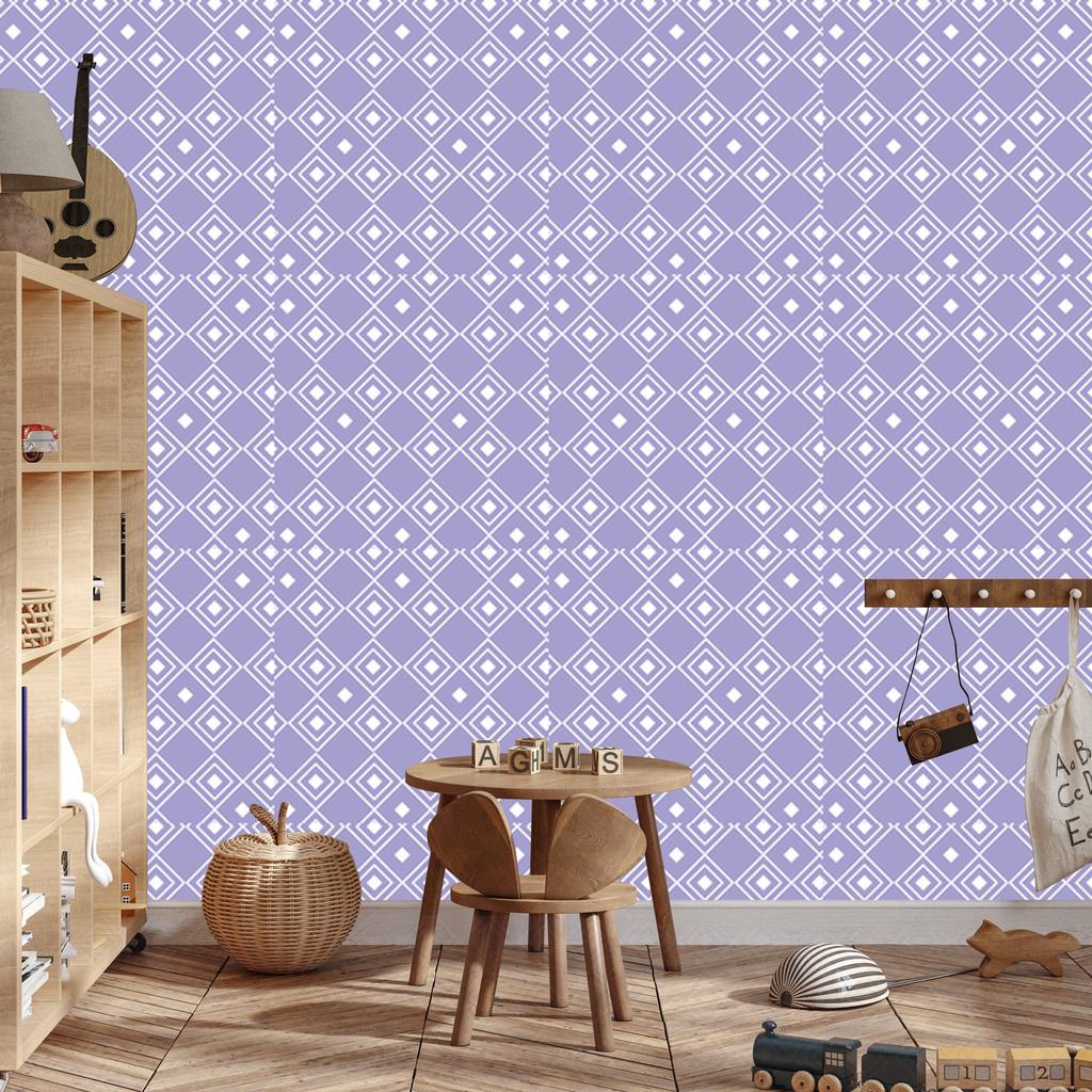 Wallpaper Geometric Pattern Blue and White for Living Room and Bedroom 50x1000