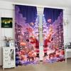 Christmas Santa Claus Tree Pattern Printed Curtains Decorations Home Room Set Of 2 Made Polyester Elegant
