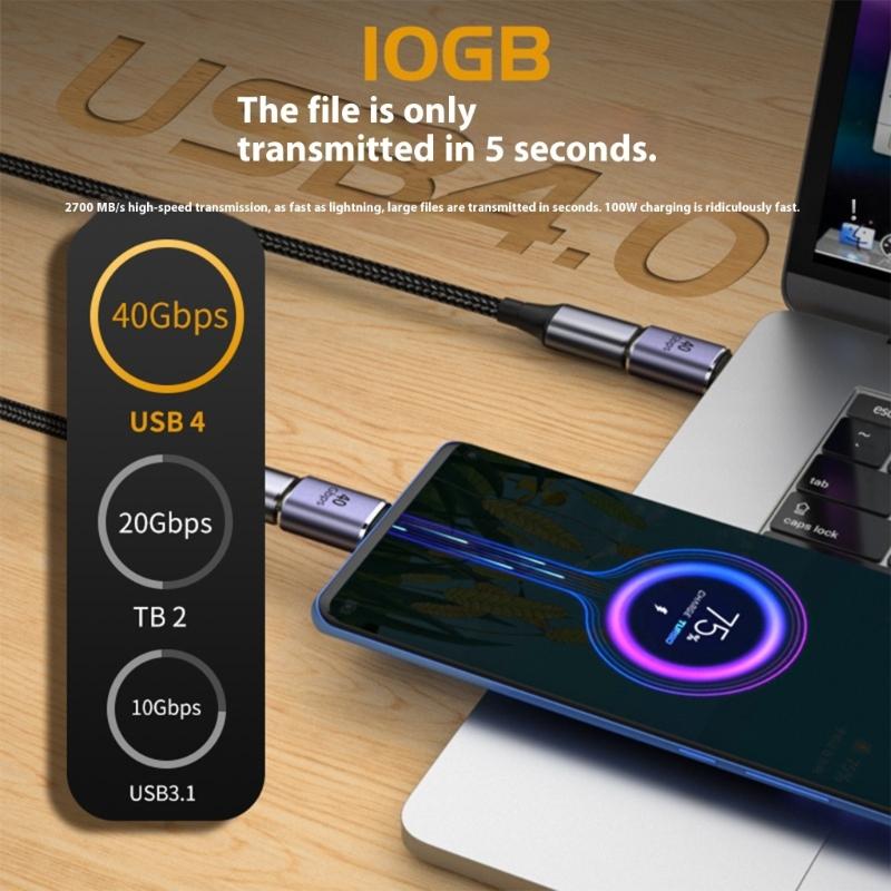 USB4.0 40Gbps Adapter 100W USB C To Type C Fast Charging Converter USB C Data Adapter 8K@120HZ Coupler Extender