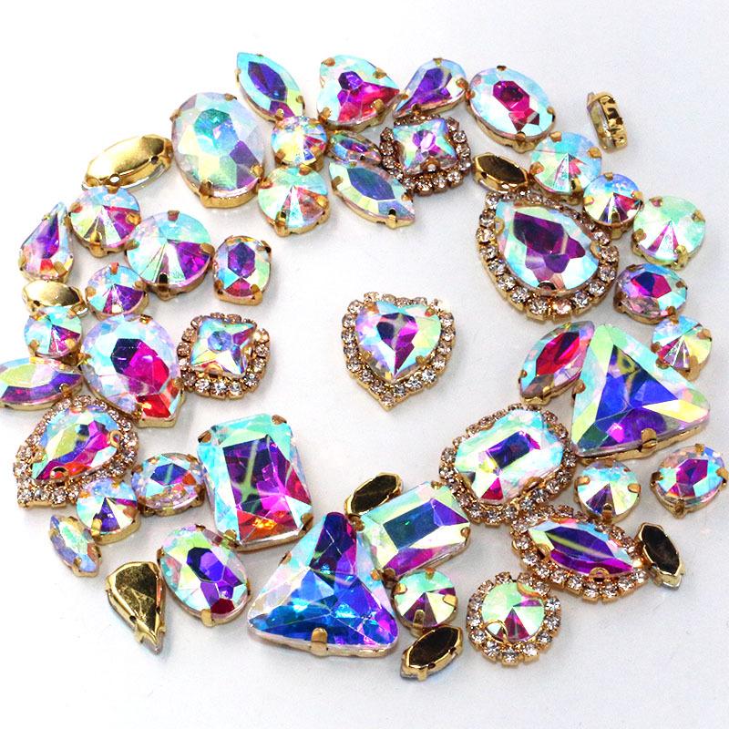 Mixed 50-Piece Crystal Claw Chain Set for DIY Wedding Dress & Headdress Accessories