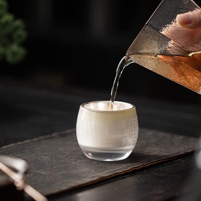 Master Zheng Wenqiang Ceramic Gilded Silver Buddhist Scripture Tea Cup