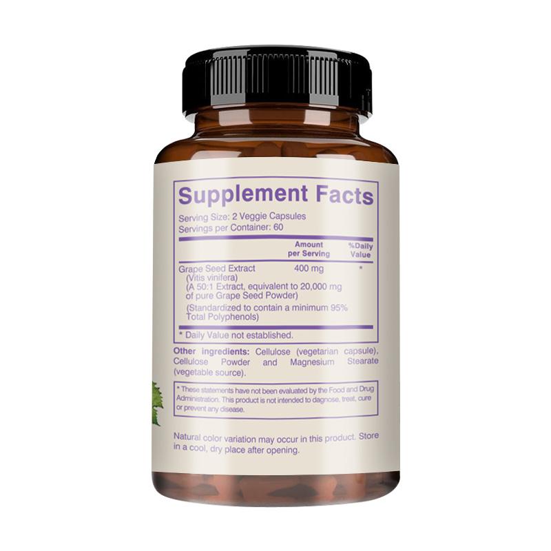 CREVIP High-Content Grape Seed Extract Capsules, Proanthocyanidins, Antioxidant, Suitable for Both Men and Women