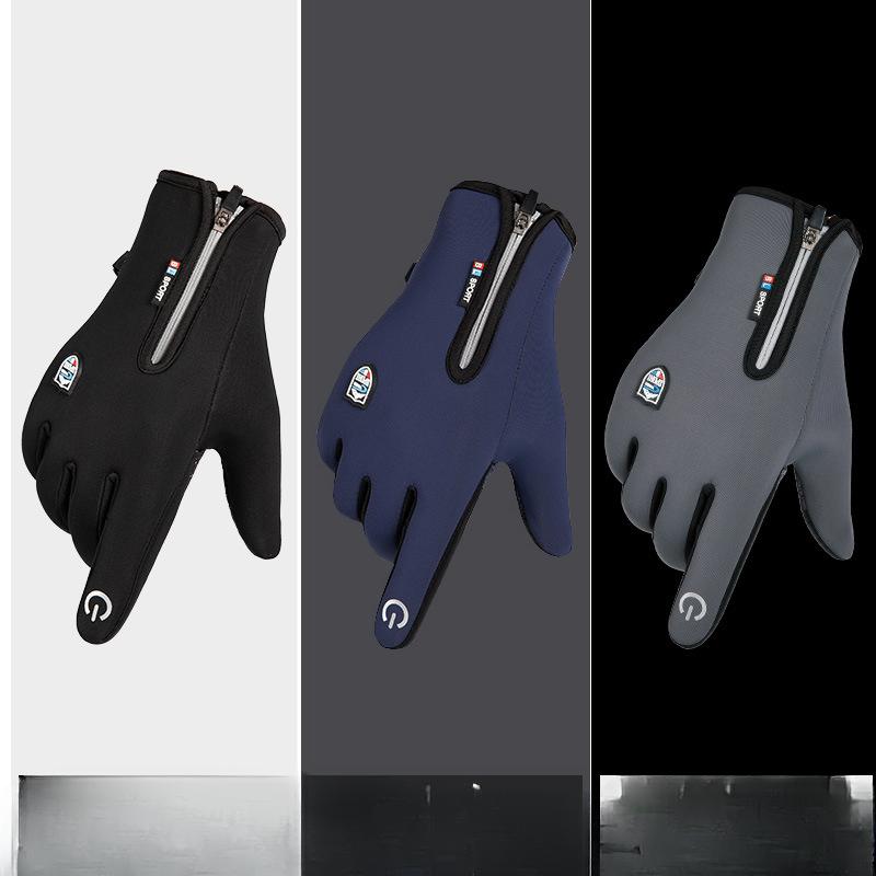 Waterproof Gloves Outdoor Waterproof Gloves Ski Touch Screen Winter Men and Women Windproof Warm Fleece Reflective Riding Zipper