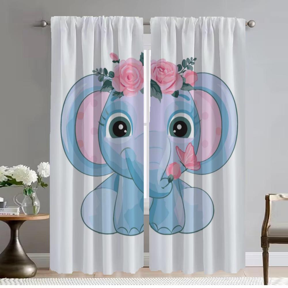 

Современные шторы для гостиной 2 шт. Милые шторы из тюля с собакой и пандой для спальни, оконная занавеска, шторы для домашнего интерьера, шторы, перегородка W50xH70cmx2pcs-CL