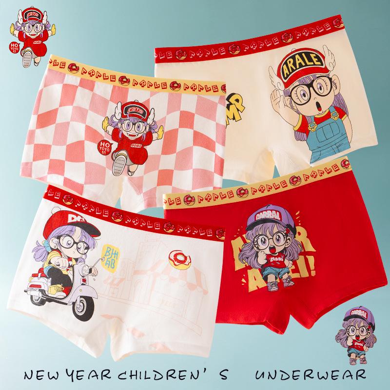 Pure Cotton Cartoon Boxer Briefs for Girls - Toddler to Pre-Teen Sizes 2XL [55-70 lbs]