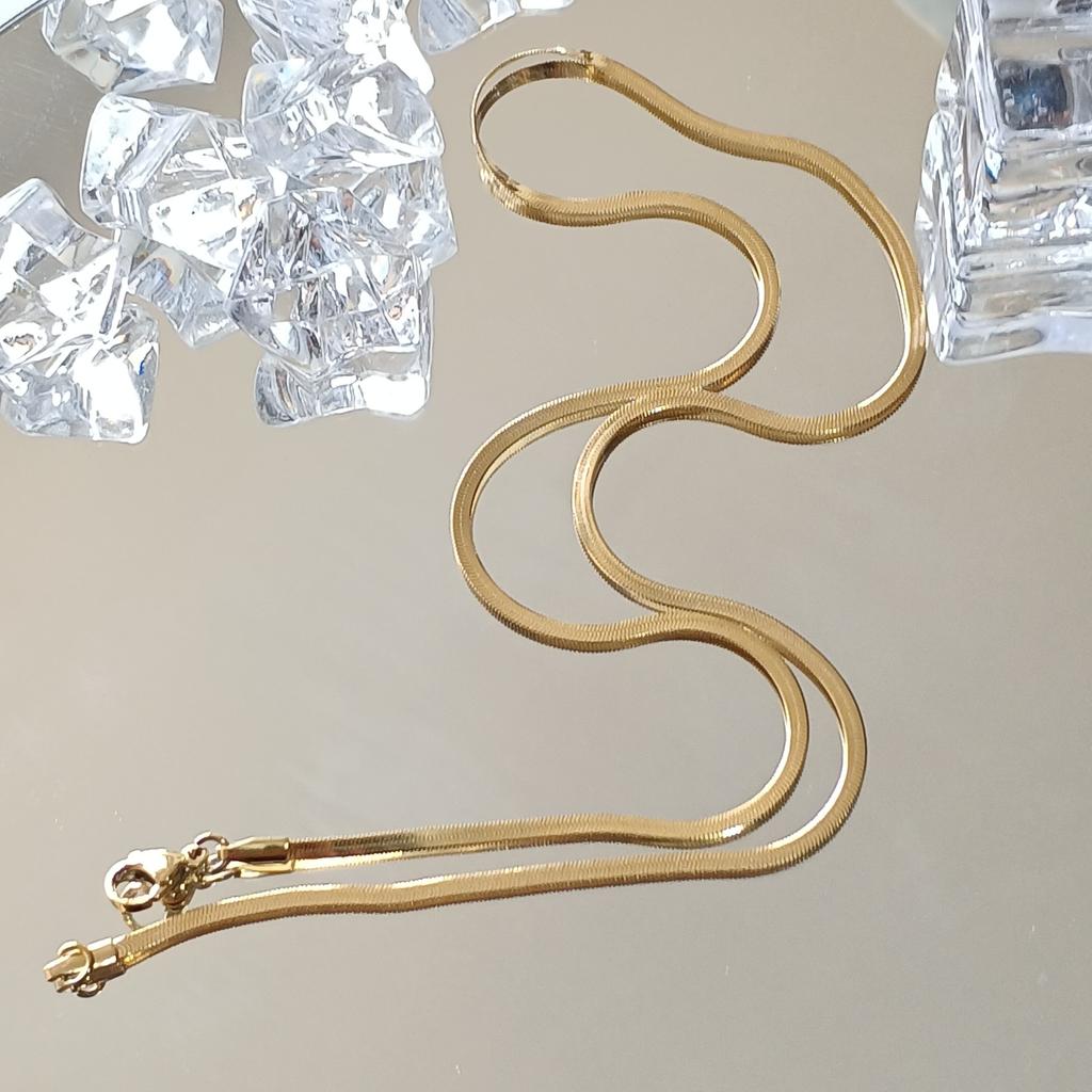 Edelstahl Schlangenblattkette Halskette Flache Kette Schmuck Männer Frauen Geschenk DIY Zubehör