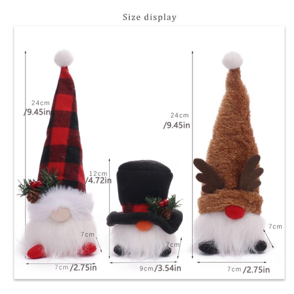 Rudolph Gnome Glowing  Doll Antlers Dwarf Faceless Gnome Doll Santa Elf Doll  Party Dolls Pendant