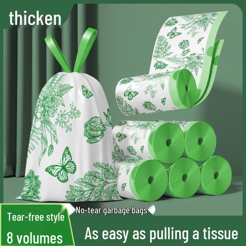 Mugwort Scented Extra-Thick Disposable Kitchen and Dorm Garbage Bags with Drawstring - Large and Portable