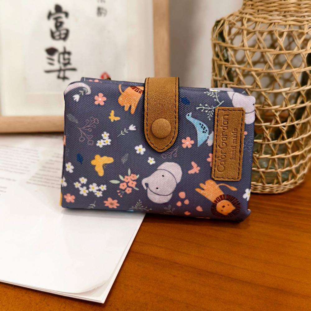 Flower Short Trifold Wallet Elephant Coin Pouch Casual Printed Card Bag  Men