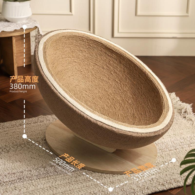 

Indoor Hemp Rope Cat Scratch Board, Integrated Cat Bed, Claw Grinding Toy with Ball and Basin for Cats