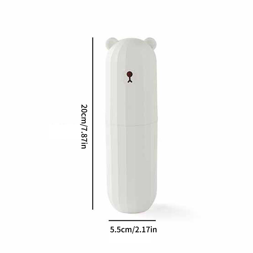 Little Bear Travel Toothbridge Box Cartoon Toothbrush Cup Portable Toothbrush with Lid Jar Student Dormitory Rinse Cup