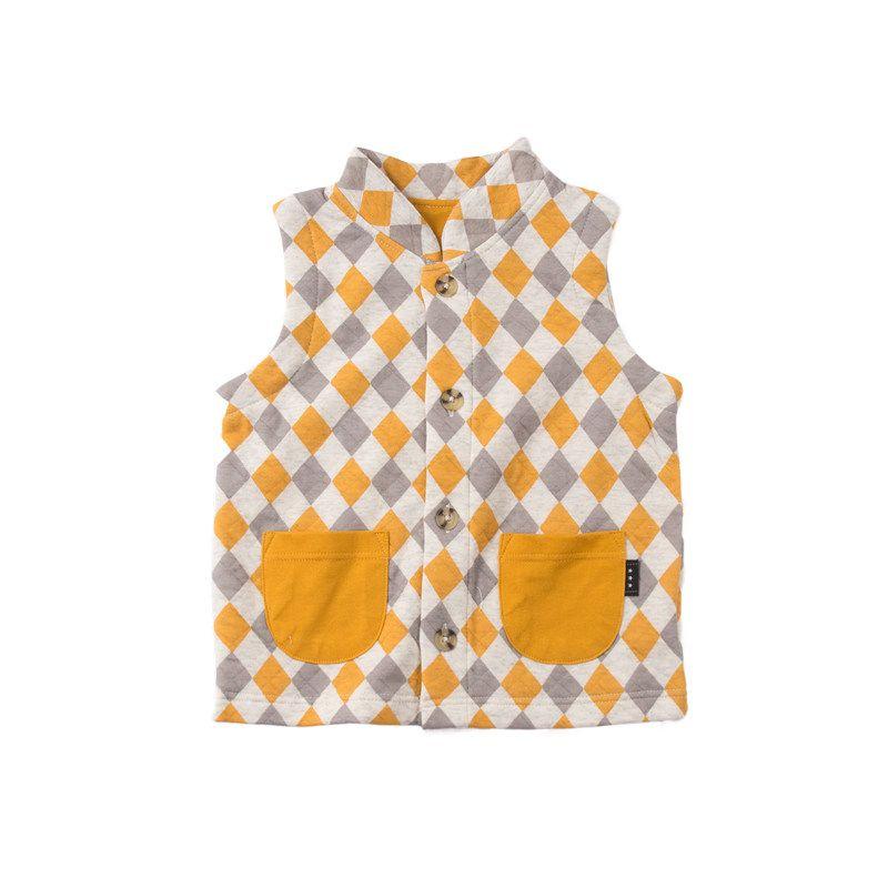 Japanese-Style Cotton-Padded Waistcoat for Spring and Autumn Tops Children's Clothing