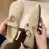 New Mary Jane Women's Shoes with A Single Line Mesh and Hollowed Out Woven Style Sandals