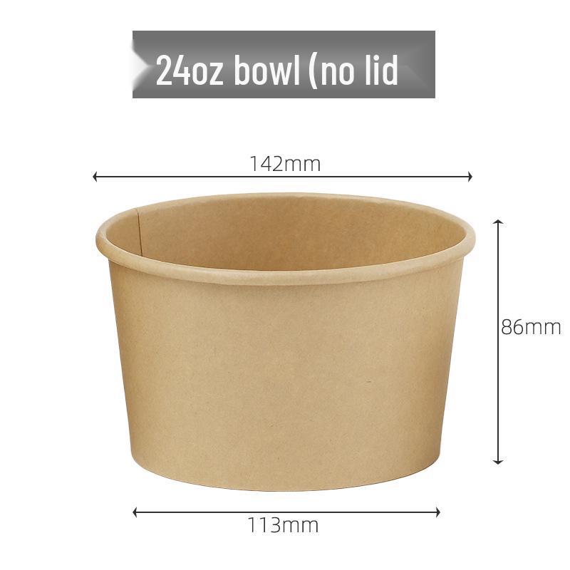 Disposable Kraft Paper Soup Bowl with Lid - Thickened Round Takeaway Meal Box for Porridge and Lunch