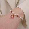 1pc Natural Freshwater Pearl Bracelet Fashion Style Design Strawberry Crystal Buckle Hand Chain For Women