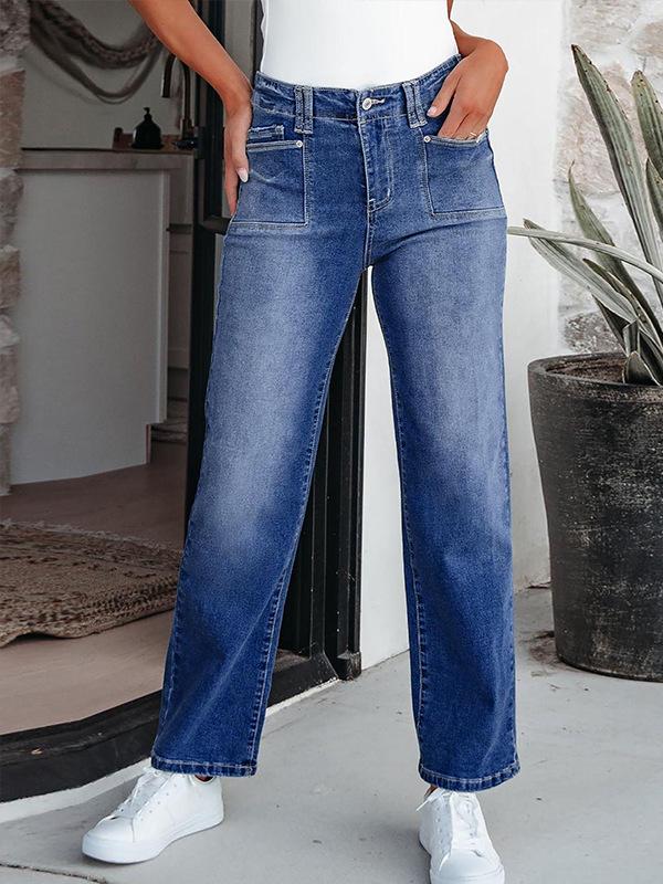 Damen Europäische & Amerikanische Mode Slim-Fit Vielseitige Stretch-Denimhose