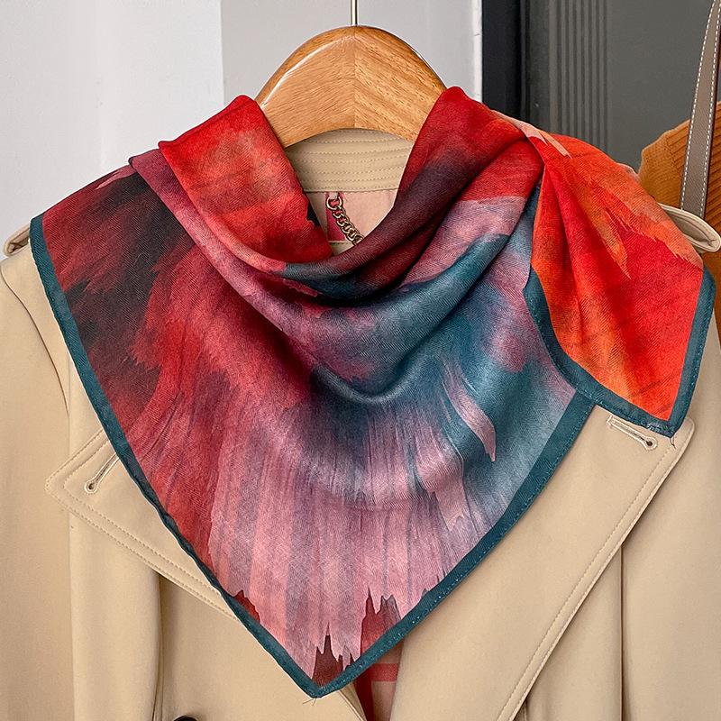 Small yellow daisy flower simulation silk scarf women's spring and autumn fashion 71 small square scarf triangular scarf shawl with shirt