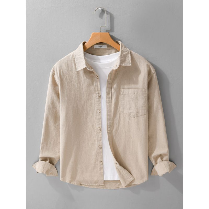 Spring Summer Japan Fashion Retro Long Sleeve Shirts Men's Loose Casual Shirt Outerwear Breathable Washed Cotton Simple and Versatile