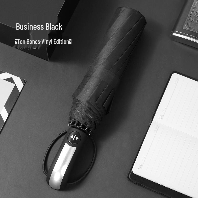 Fully Automatic 10-Rib UV Protection Folding Umbrella - Black Glue Sunscreen for Rain or Shine