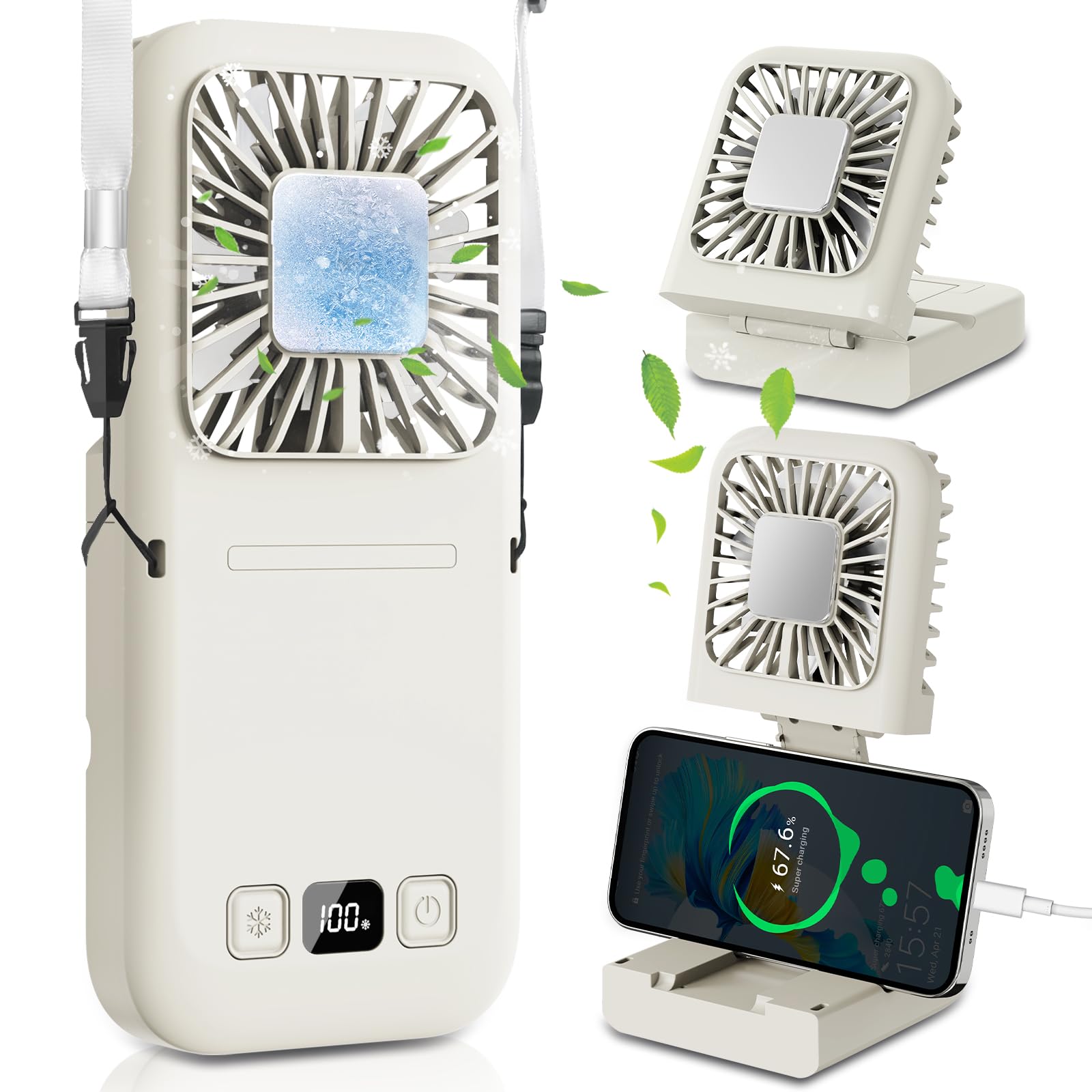 

unifun Handy Fan with Cooling Plate Reinforced Ultra 5 Airflow 6000mAh Large Long Continuous LCD Battery Level USB Angle Heatstroke Prevention [2025