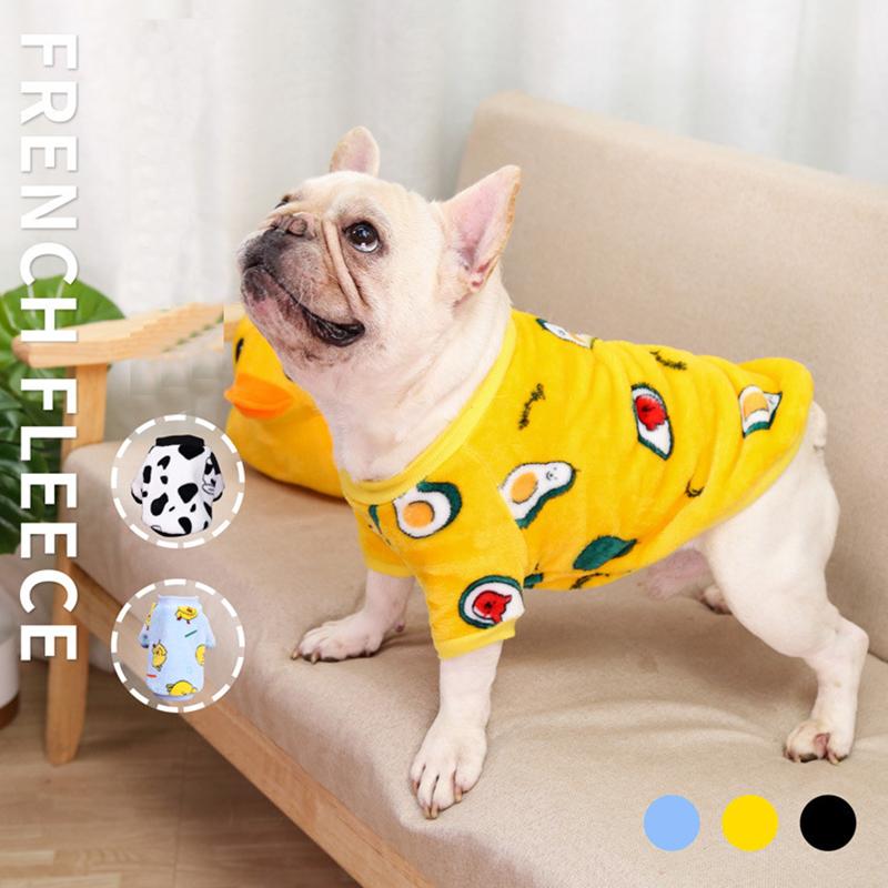 Fabrik Winter Warm Flanell Druck Umweltfreundlich Niedlich Hund Outfit Kleidung Mops Französische Bulldogge Sweatshirt Pyjama Pullover