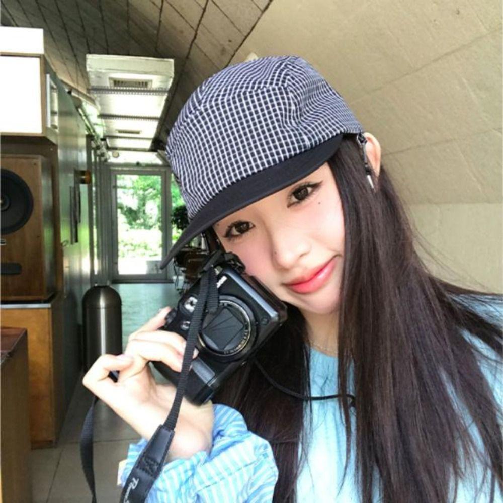 Summer Plaid Hats Quick-drying Visor Caps Japanese style Baseball Caps  for Men Women
