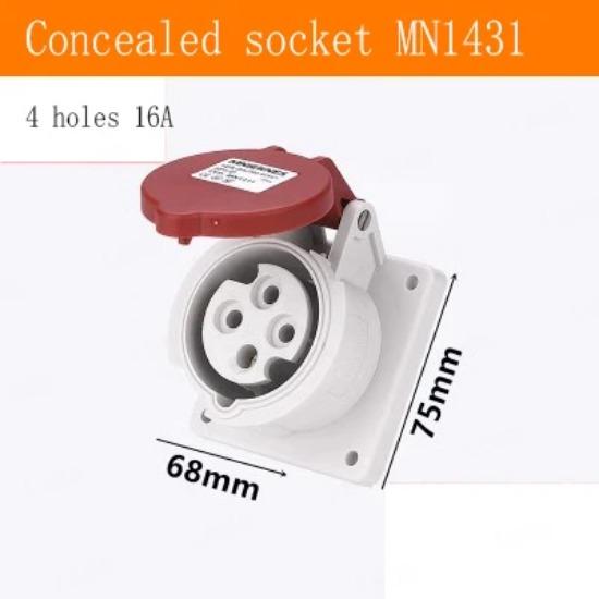 1pcs Industry Plug And Socket Connectors Surface And Concealed Installation 3 4 5 Hole Core 16 A 32A Waterproof Two Three-Phase