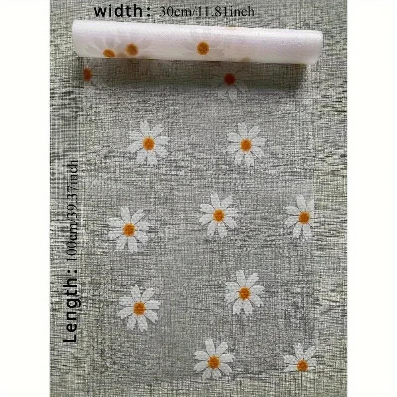 Daisy Shelf Liner for Kitchen Cabinets Non-Adhesive Drawer Liner Non-Slip Refrigerator Liner Waterproof Fridge Pad Cupboard Mat