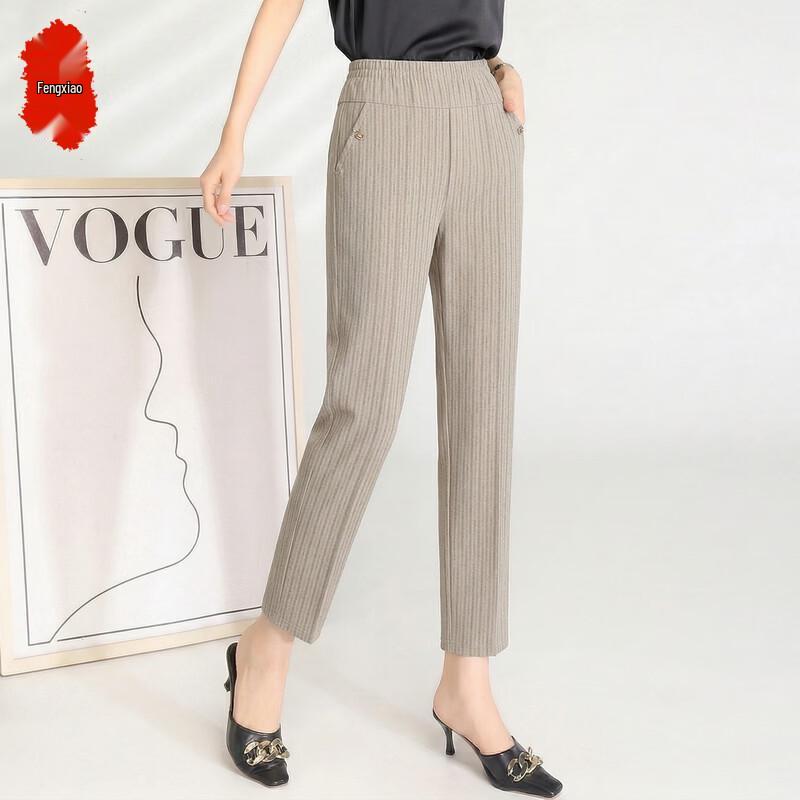 Women s Summer Cropped Loose-Fit Straight-Leg Elastic Waist Pants 5XL