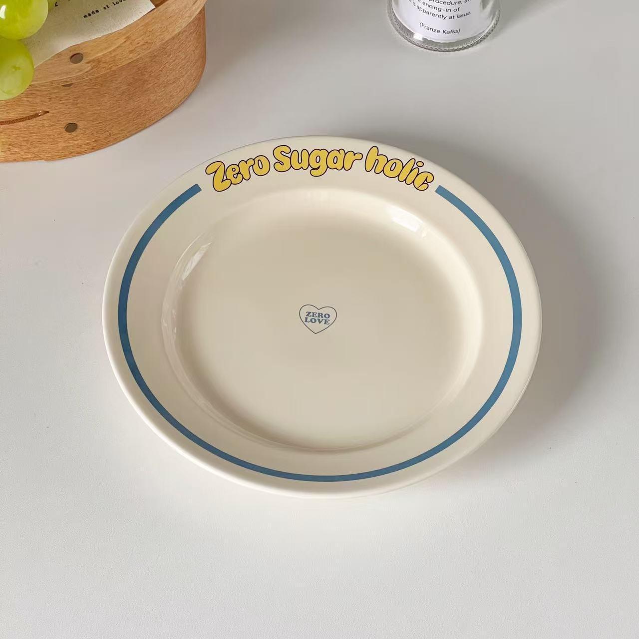 

Керамические обеденные тарелки в скандинавском стиле, бытовые, с буквами, универсальная сервировочная тарелка, креативная десертная тарелка для торта, западная посуда для пасты 8 inches