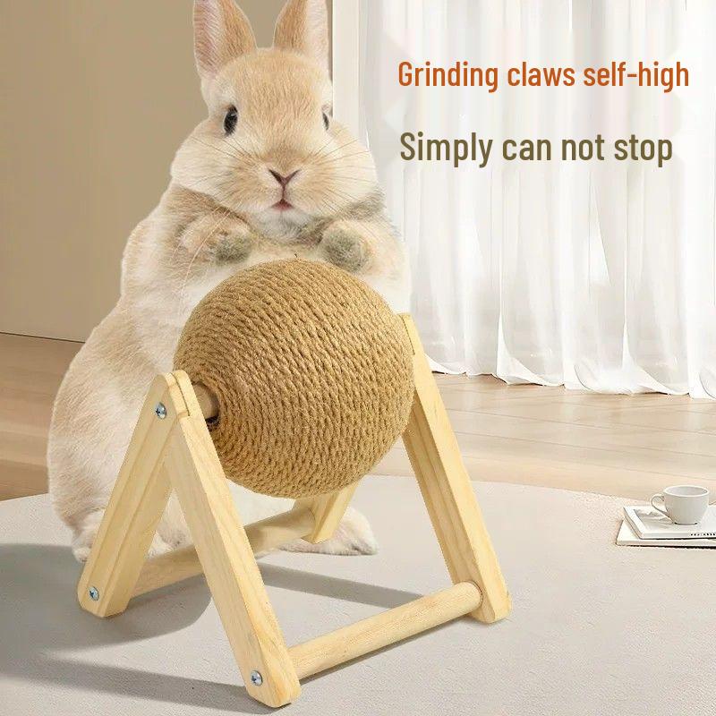 Durable Sisal Scratching Ball: Stress Relief & Teething Toy for Dwarf Rabbits