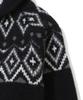 Knitted Bulky Wool Diamond Zip-Up Black