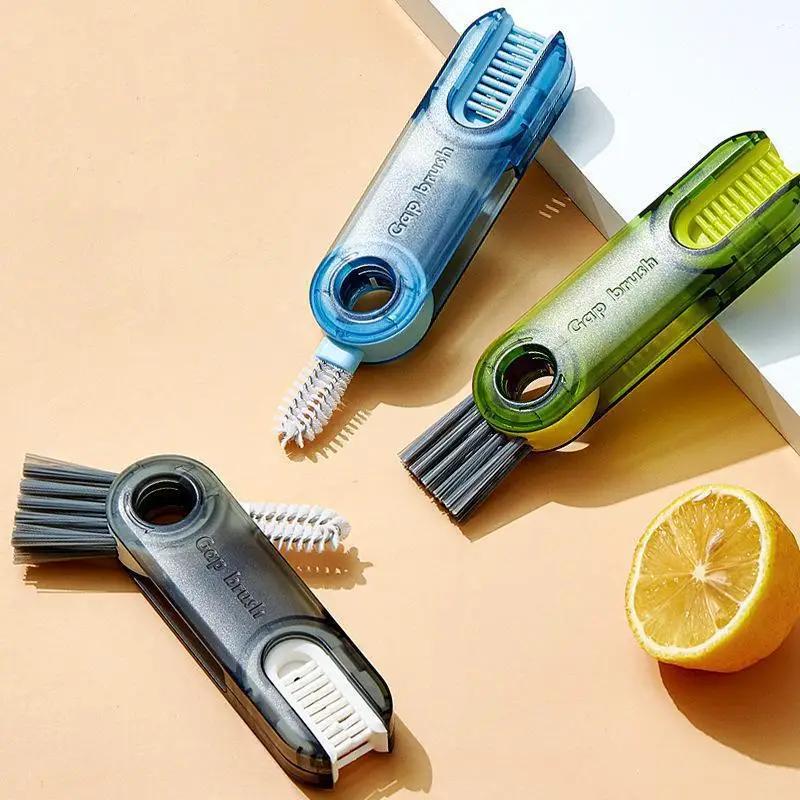 3v1 štětec na čištění mezer v lahvích Multifunkční kartáčky na čištění kelímků Lahve na vodu Clean Tool Mini silikonový kartáč ve tvaru U
