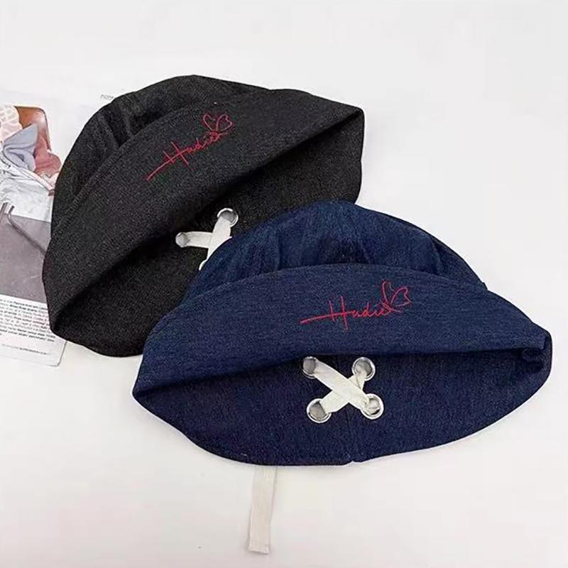 Korean Style Denim Fishing Cap Large Brim Foldable Bow Tie Hat Face Slimming Fashionable Sun Protection Retro Bucket Hat