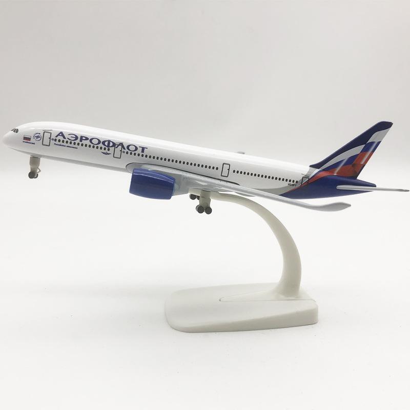Display Airplane Model 20CM 350 A350 Russia Aeroflot Aircraft with Base Landing Gear Alloy Plane Model Collection